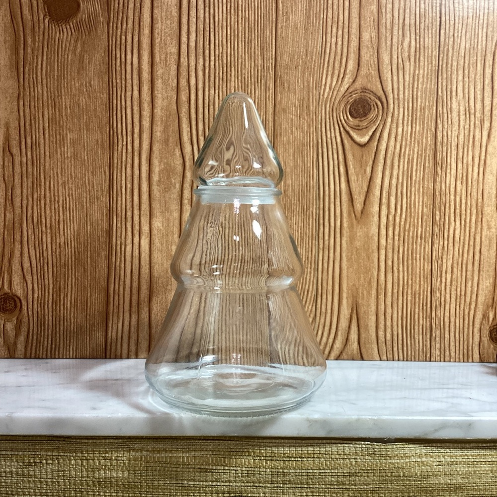 Vintage Clear Glass Tree-Shaped Decorative Jar